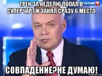 трек за неделю попал в суперчарт и занял сразу 6 место совпадение?не думаю!