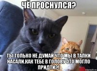 чё проснулся? ты только не думай что мы в тапки насали.как тебе в голову это могло придти?!