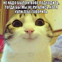 не надо было к вове подходить, тогда бы мы не ругались, хотя хули тебе говорить 