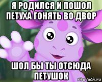 я родился и пошол петуха гонять во двор шол бы ты отсюда петушок