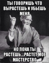 ты говоришь что вырастешь и убьешь меня но пока ты растешь....растет мое мастерство