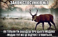 закон стосунків №1 як тільки ти забудеш про цього мудака - мудак тут же це відчує і з'явиться.