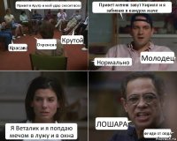 Привет я Арутр и мой удар сносит всех Красава Охренено Крутой Привет мення завут Кирилл и я забиваю в каждом маче Нормально Молодец Я Веталик и я попдаю мечом в лужу и в окна ЛОШАРА ФУ ИДИ ОТ СЮДА