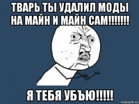 тварь ты удалил моды на майн и майн сам!!!!!!! я тебя убъю!!!!!