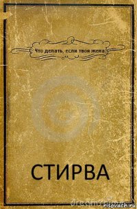 Что делать, если твоя жена СТИРВА