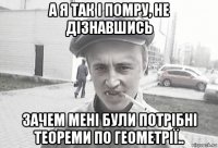 а я так і помру, не дізнавшись зачем мені були потрібні теореми по геометрії..