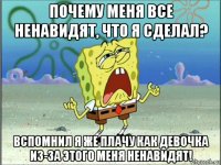 почему меня все ненавидят, что я сделал? вспомнил я же плачу как девочка из-за этого меня ненавидят!