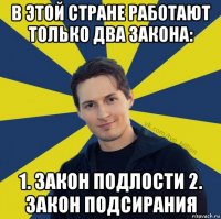 в этой стране работают только два закона: 1. закон подлости 2. закон подсирания