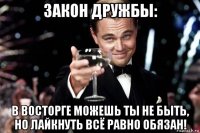 закон дружбы: в восторге можешь ты не быть, но лайкнуть всё равно обязан!