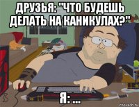 друзья: "что будешь делать на каникулах?" я: ...