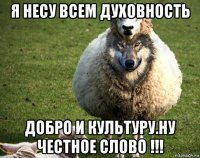 я несу всем духовность добро и культуру.ну честное слово !!!