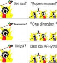 Кто мы? "Дирекшионеры!" Что мы хотим? "One direction!" Когда? Сию же минуту!