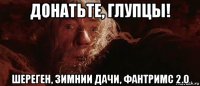 донатьте, глупцы! шереген, зимнии дачи, фантримс 2.0