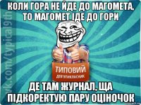 коли гора не йде до магомета, то магомет іде до гори де там журнал, ща підкоректую пару оціночок