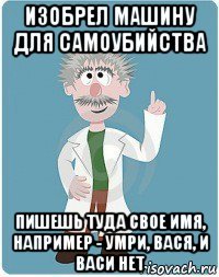 изобрел машину для самоубийства пишешь туда свое имя, например - умри, вася, и васи нет