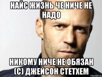 найс жизнь че ниче не надо никому ниче не обязан (с) джейсон стетхем