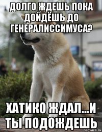 долго ждешь пока дойдёшь до генералиссимуса? хатико ждал...и ты подождешь