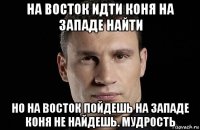 на восток идти коня на западе найти но на восток пойдешь на западе коня не найдешь. мудрость