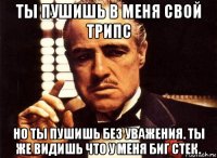 ты пушишь в меня свой трипс но ты пушишь без уважения. ты же видишь что у меня биг стек.