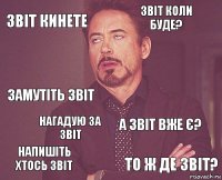 звіт кинете звіт коли буде? замутіть звіт напишіть хтось звіт а звіт вже є?  нагадую за звіт то ж де звіт?  