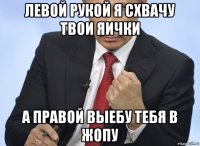 левой рукой я схвачу твои яички а правой выебу тебя в жопу