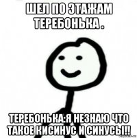 шел по этажам теребонька . теребонька:я незнаю что такое кисинус и синусы!!