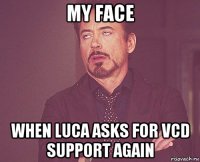 my face when luca asks for vcd support again