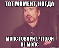 тот момент, когда мопс говорит, что он не мопс