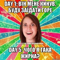 day 1: він мене кинув, буду заїдати горе day 5: чого я така жирна?