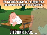 то чувство, когда ты не понял как получил в голову с 1-го патрона лесник, как......