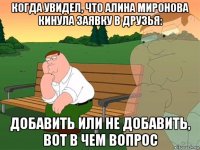 когда увидел, что алина миронова кинула заявку в друзья: добавить или не добавить, вот в чем вопрос