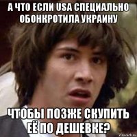 а что если usa специально обонкротила украину чтобы позже скупить её по дешевке?