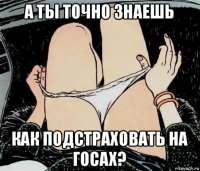 а ты точно знаешь как подстраховать на госах?