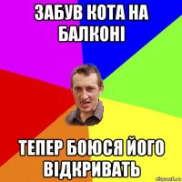 забув кота на балконі тепер боюся його відкривать