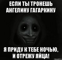 если ты тронешь ангелину гагаркину я приду к тебе ночью, и отрежу яйца!