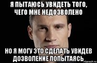 я пытаюсь увидеть того, чего мне недозволено но я могу это сделать увидев дозволение попытаясь