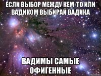 если выбор между кем-то или вадиком выбирай вадика вадимы самые офигенные