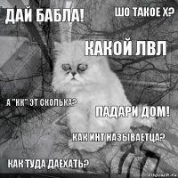 Дай бабла! Падари дом! какой лвл как туда даехать? А "кк" эт сколька? Шо такое Х? Как инт называетца?   