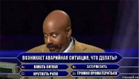 Возникает аварийная ситуация, что делать? Нажать сигнал Затормозить Крутнуть руля Громко проматериться