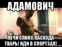 адамович лечи спину, паскуда тварь! иди в спортзал!