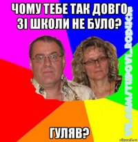 чому тебе так довго зі школи не було? гуляв?