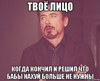 твоё лицо когда кончил и решил что бабы нахуй больше не нужны