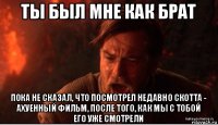 ты был мне как брат пока не сказал, что посмотрел недавно скотта - ахуенный фильм, после того, как мы с тобой его уже смотрели