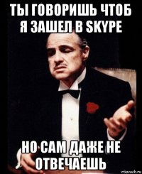 ты говоришь чтоб я зашел в skype но сам даже не отвечаешь