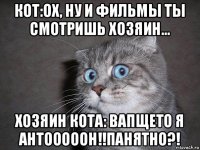 кот:ох, ну и фильмы ты смотришь хозяин... хозяин кота: вапщето я антооооон!!панятно?!