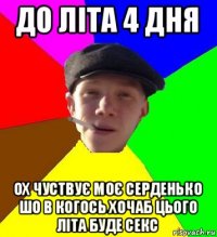 до літа 4 дня ох чуствує моє серденько шо в когось хочаб цього літа буде секс