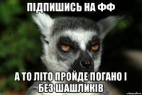 підпишись на фф а то літо пройде погано і без шашликів