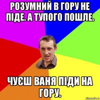 розумний в гору не піде. а тупого пошле. чуєш ваня піди на гору.