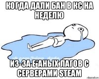 когда дали бан в кс на неделю из-за е*аных лагов с серверами steam