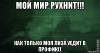 мой мир рухнит!!! как только моя лиза уедит в профик((